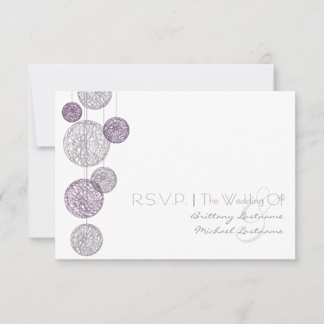 Cartons Réponse Purple Twine Globes Mariage R.S.V.P. (Devant)
