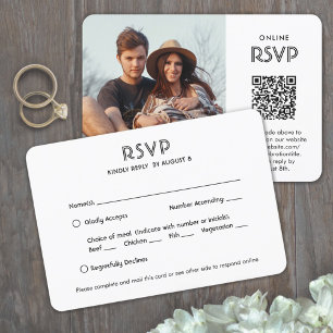 Cartons Réponse QR Code et options de repas Chic simple Mariage ph