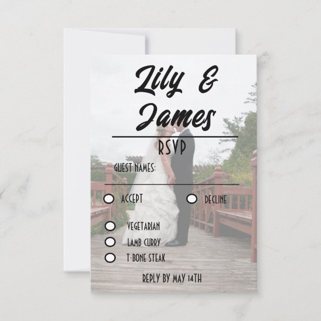 Cartons Réponse QR Code & Photo Mariage Website Simple (Devant)