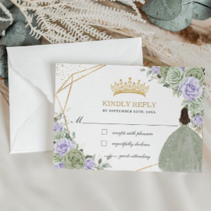 Cartons Réponse Quinceañera 16 Anniversaire Sage Vert Lavande Flor