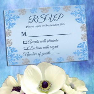 Cartons Réponse Quinceañera Ice Blue Silver Winter Snowflake