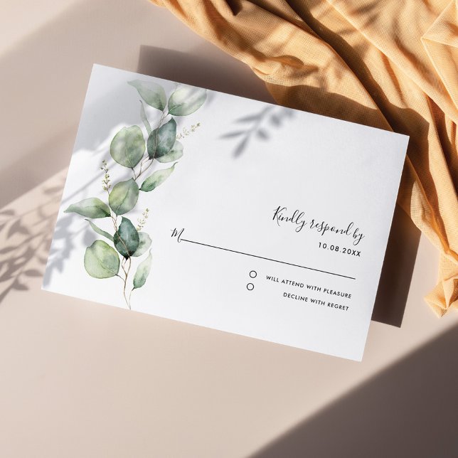 Cartons Réponse Quinceanera Rustic Eucalyptus 15e anniversaire (Eucalyptus Greenery Quinceanera RSVP Card)