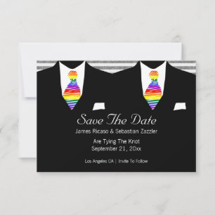 Cartons Réponse Rainbow Cravate Gay Enregistrer la date Mariage ca