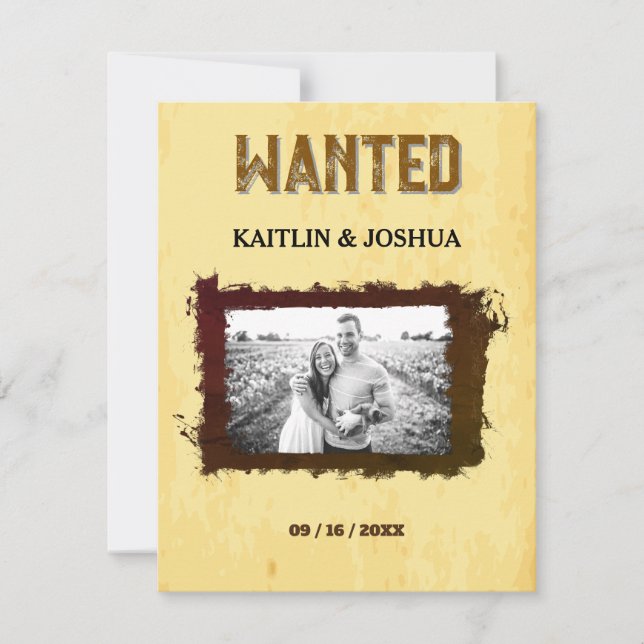 Cartons Réponse RECHERCHÉ 🤠 photo Rustic Western Mariage (Devant)