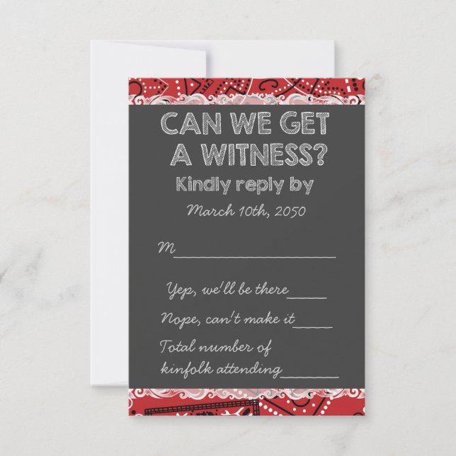 Cartons Réponse Red Bandana Rustic Chalkboard Mariage campagnard R (Devant)