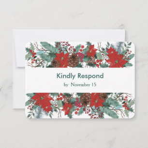 Cartons Réponse Red Poinsettia Dinner Choice Mariage