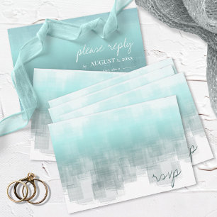 Cartons Réponse Réflexions aquarelle Mariage Turquoise ID774