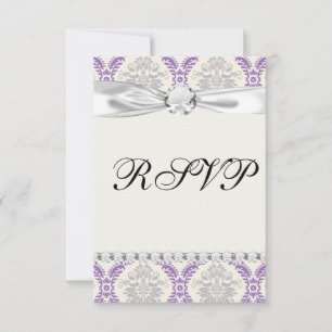 Cartons Réponse régal violet gris et crème damassé