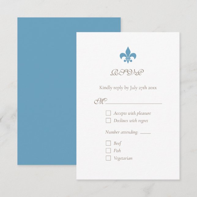 Cartons Réponse Regency French Blue Fleur de Lis Chic (Devant / Derrière)