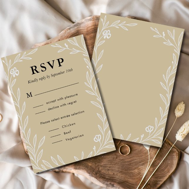 Cartons Réponse Repas de Mariage Botanique Élégant (Créateur téléchargé)