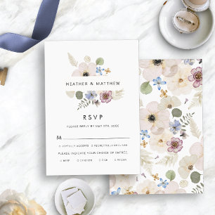 Cartons Réponse Repas de mariage floraux modernes