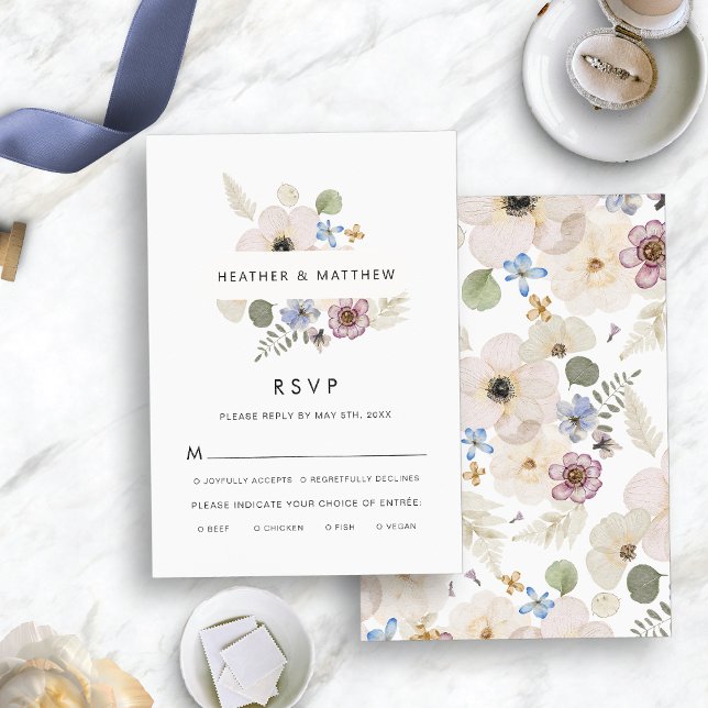 Cartons Réponse Repas floraux Mariages modernes (Modern Floral Wedding Meals RSVP Card by Painted Paperie
)