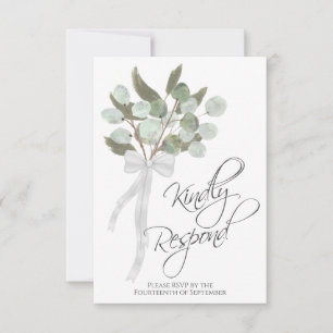 Cartons Réponse Répondre avec plaisir Rustique Eucalyptus Bouquet 