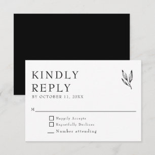 Cartons Réponse Répondre Élégant minimaliste Mariage Formal