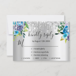 Cartons Réponse Répondre en argent mariage paillettes mariée marin