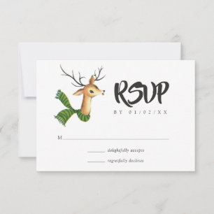 Cartons Réponse Retro Vintage Reindeer Mariage de Noël