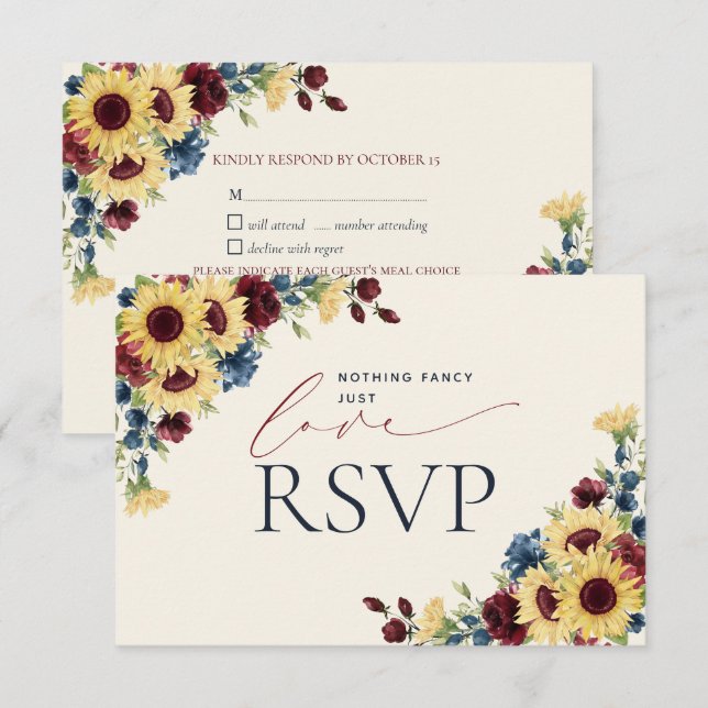 Cartons Réponse Rien de fantaisie Juste Amour Tournesol Bleu Bourg (Devant / Derrière)