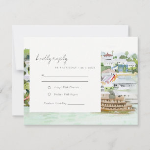 Cartons Réponse Rivière Cruise Country Paysage Mariage Aquarelle