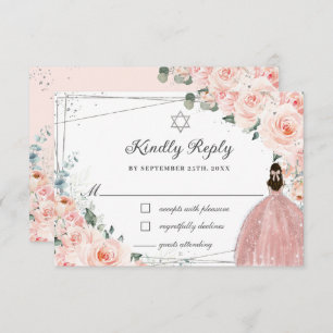 Cartons Réponse Robe Bat mitzvah Fille Rose Flore Blush