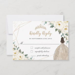 Cartons Réponse Robe de champange de Quinceañera florale blanche i