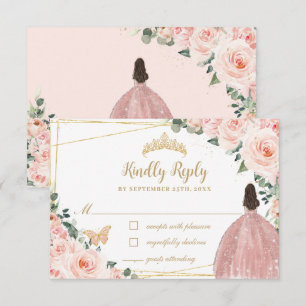 Cartons Réponse Robe de Quinceañera, Papillon bleu rose floral