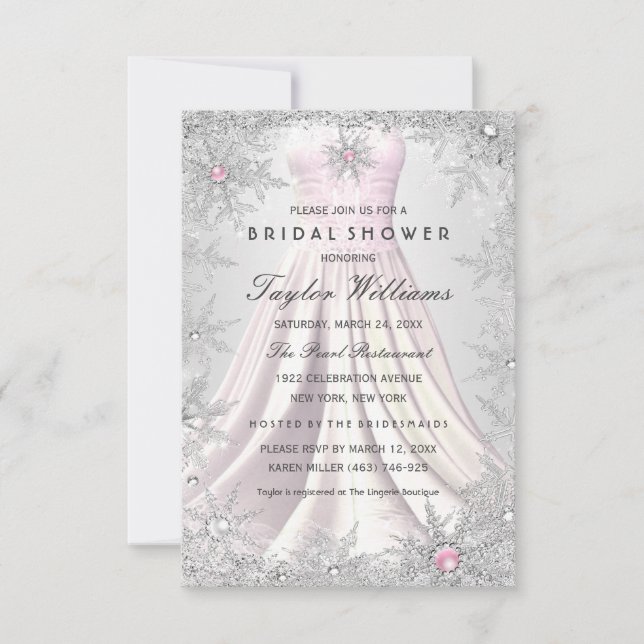 Cartons Réponse Robe de soirée de mariage flocon de neige bijou ar (Devant)