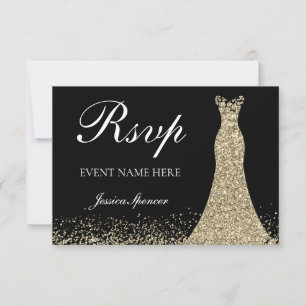 Cartons Réponse Robe d'étincelle d'or fête d'anniversaire