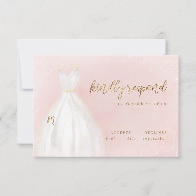 Cartons Réponse Robe Élégante à étincelle Blush et Parties scintil (Devant)
