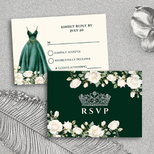 Cartons Réponse Robe princesse et Roses Emerald Green Quinceanera