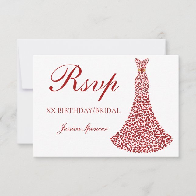 Cartons Réponse Robe rouge romantique cœur amour Mariage Anniversa (Devant)