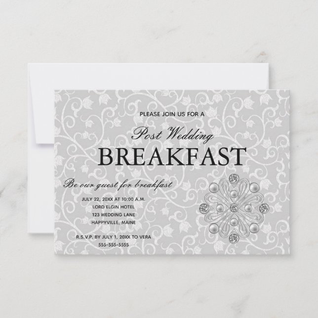 Cartons Réponse Romantic Elegance Post Mariage Petit déjeuner (Devant)