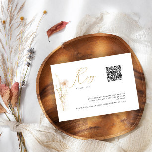 Cartons Réponse Romantic Gold Blush Mariage site Web QR Code