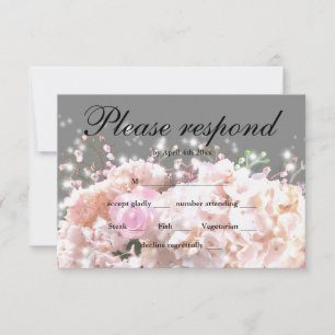 Cartons Réponse Romantique blanc & gris dentelle hydrangée roses r