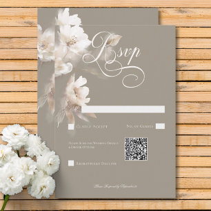 Cartons Réponse Romantique Ethéal Neutre Beige Floral Code QR