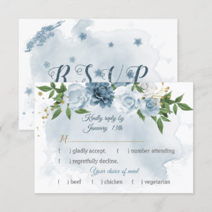 Cartons Réponse romantique fleurs bleues verdure choix de repas