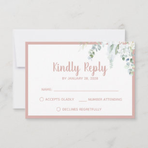 Cartons Réponse Romantique floral blanc fleurs douces rose mariage