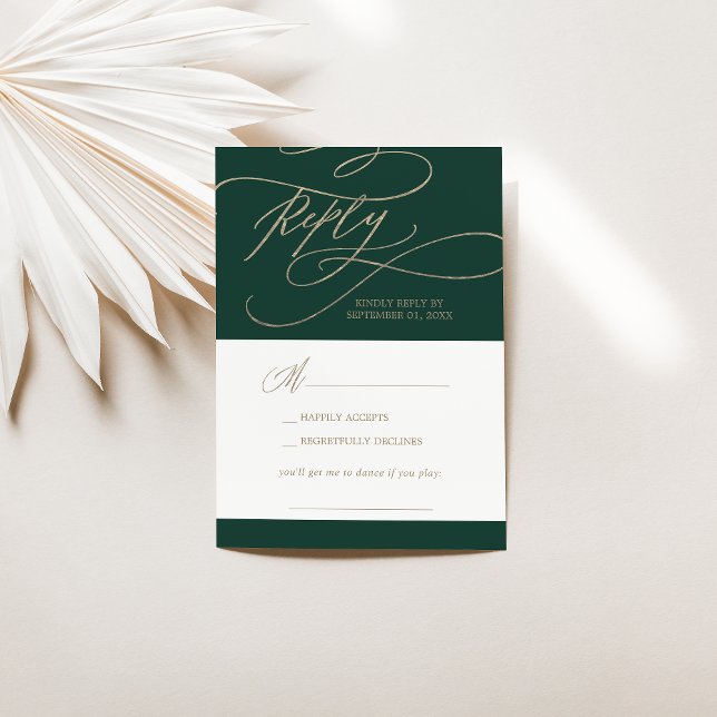 Cartons Réponse Romantique Green Calligraphy Demande de chanson Ca (Créateur téléchargé)