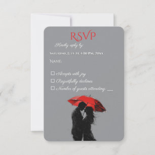 Cartons Réponse Romantique Parisien Parapluie Rouge Love Silhouett