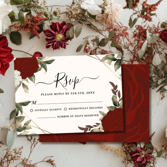 Cartons Réponse Romantique rose rouge rose rose florale Mariage d' (Créateur téléchargé)