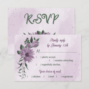 Cartons Réponse romantique violet roux fleurs verdure choix de rep