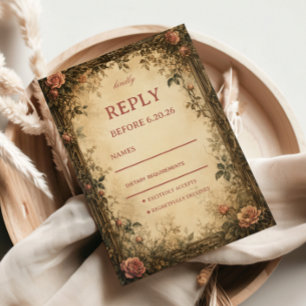 Cartons Réponse Rose Botanique Vintage