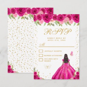 Cartons Réponse Rose Chaude Florale Peau Foncée Princesse Sweet Se