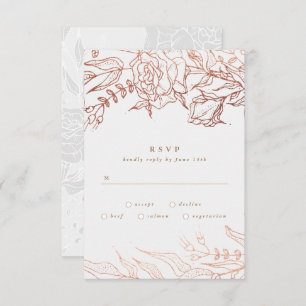 Cartons Réponse Rose clair simple Cuivre gris Mariage floral