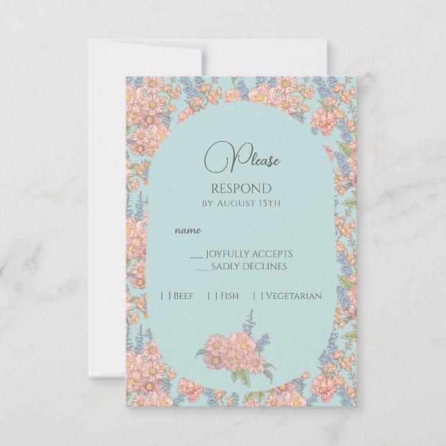 Cartons Réponse Rose et bleu shabby chic (Devant)
