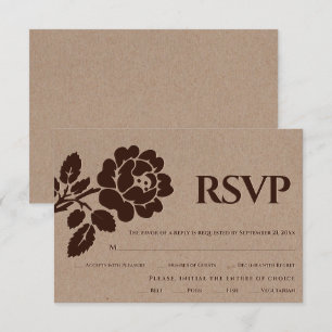 Cartons Réponse rose gaufrée vintage papier kraft mariage rustique