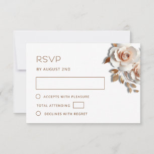 Cartons Réponse Rose Gold 3D Roses Mariage