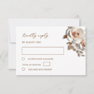 Cartons Réponse Rose Gold 3D Roses Mariage
