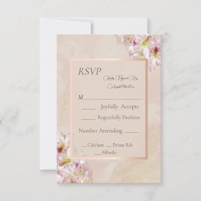 Cartons Réponse Rose Gold Azalea Mariage (Devant)