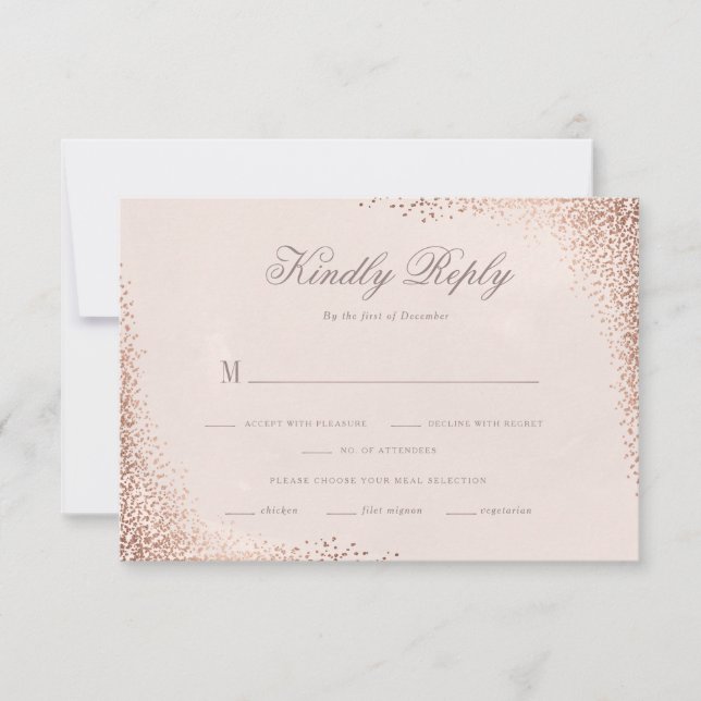 Cartons Réponse Rose Gold Shimmer Élégant mariage (Devant)