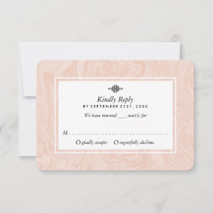 Cartons Réponse Rose marbré Élégant mariage vintage  marbré